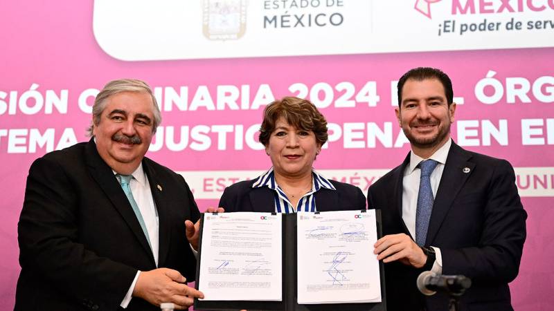 La Gobernadora del Estado de México durante la Primera Sesión Ordinaria del Órgano de Consolidación del Sistema de Justicia Penal