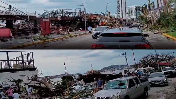 VIDEOS de Acapulco tras paso del Huracán Otis; los destrozos e inundaciones que dejó