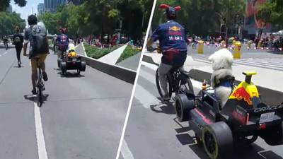 ‘Checobeliever’ pasea a su ‘lomito’ en bicicleta de Red Bull en la CDMX