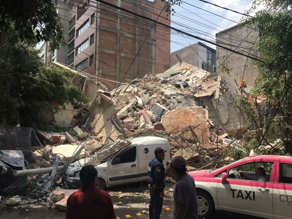Un edificio en la colonia Roma que resultó afectado por el sismo del 19 de septiembre de 2017