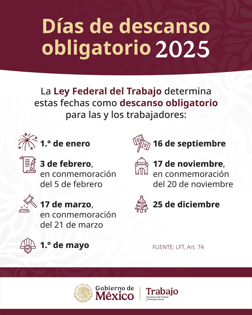 DIAS DE DESCANSO OBLIGATORIOS 2025 AciRH dias-de-descanso-obligatorios-2025-acirh